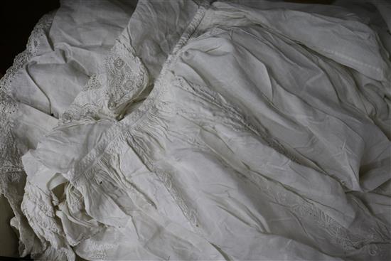 An early Victorian Ayrshire white worked christening gown